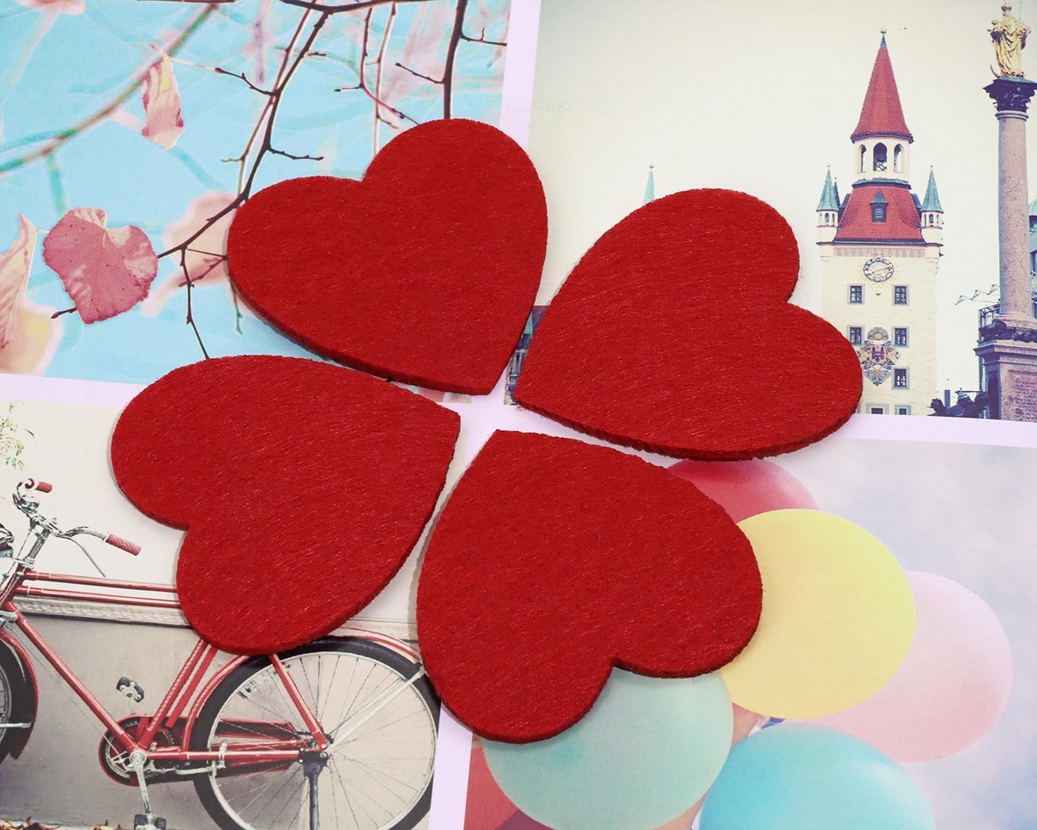 50 Pcs Felt Heart Cutouts – 2 Inch Valentine’s Day Decorations for Crafts