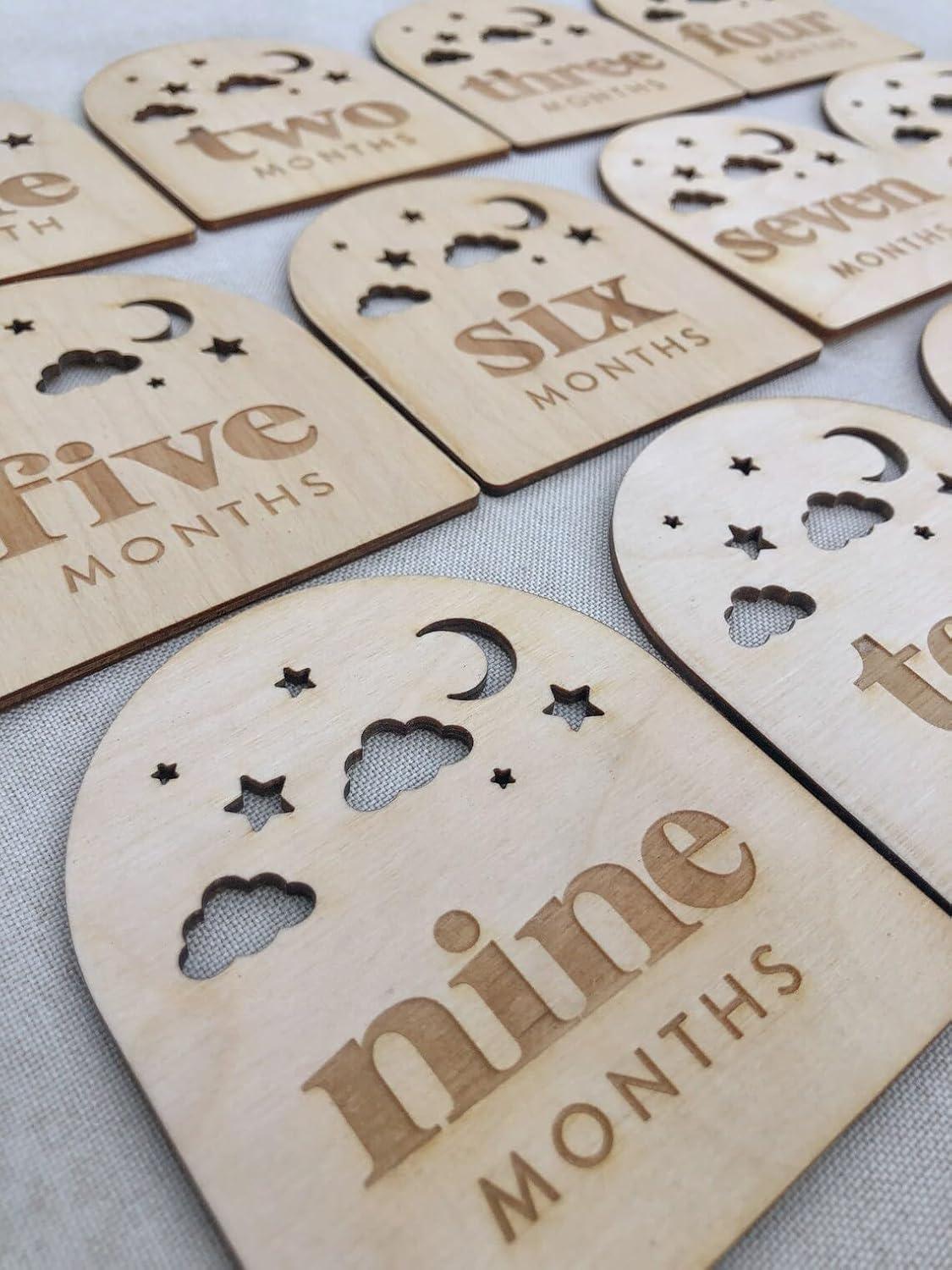 Haoser Monthly Baby Milestones Moon, Stars and Clouds