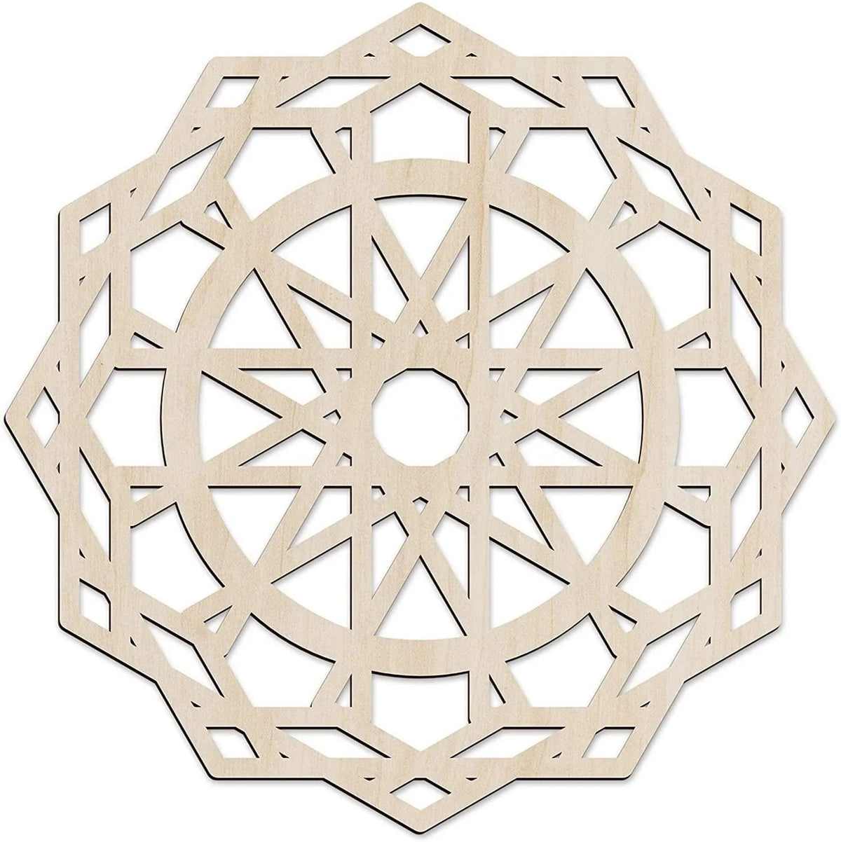 Haoser wooden mandala wall art Design 14, 30 cm birch plywood panel