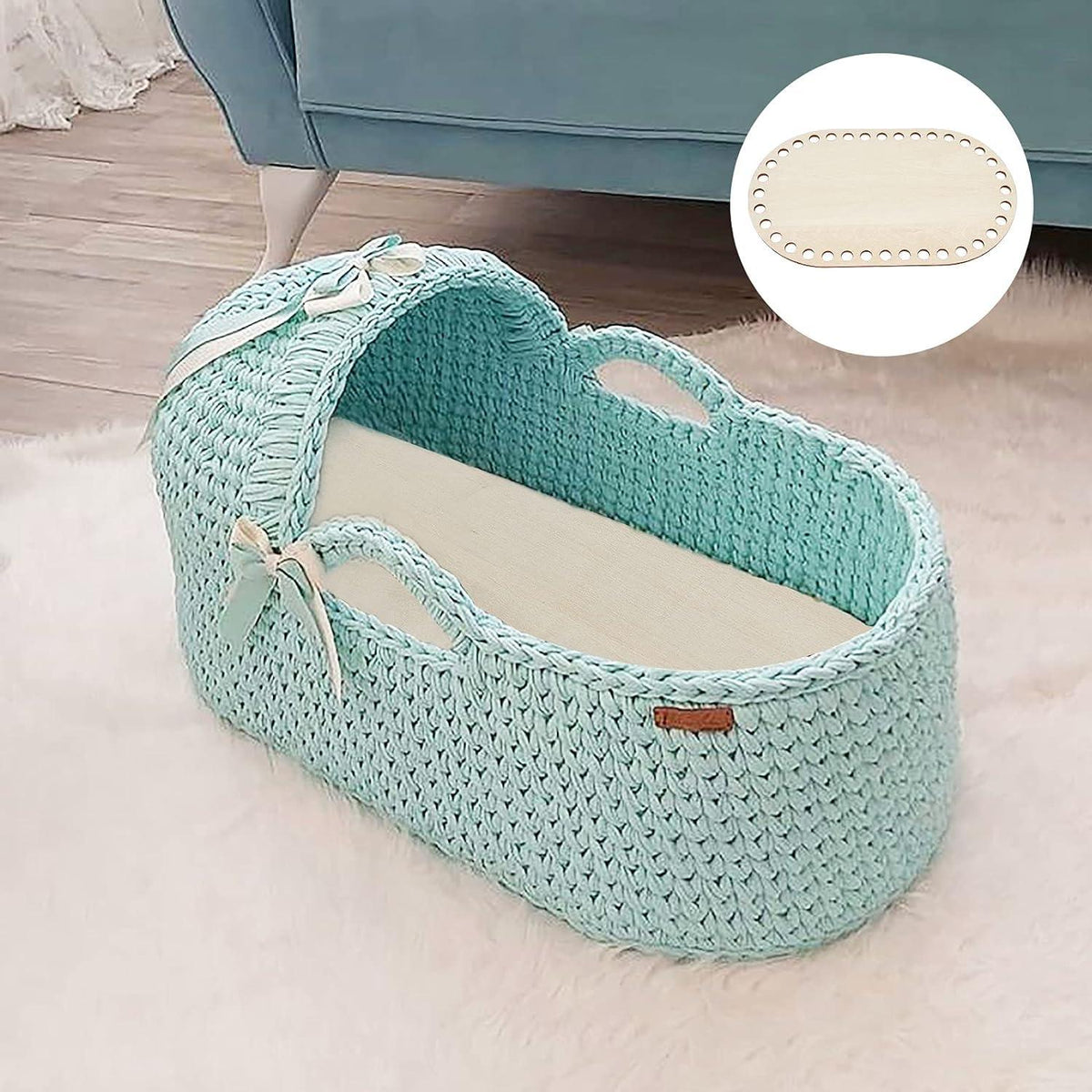 Haoser 2 Sizes Natural Wooden Basket Bottom, 7.8 5.9 Inch Circle Blank Crochet Basket Wood Base for DIY Basket Weaving Supplies Craft Making Home Decoration, Crochet Basket Wood Base. - Haoser