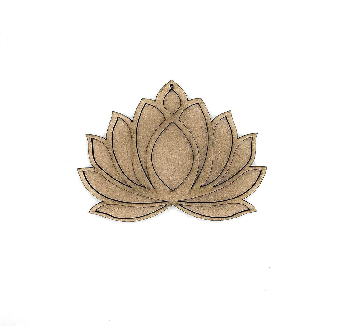 Haoser Wooden Lotus Cutout for Festival Decorations | Floor Decoration Reusable Rangoli for Puja Function (Pack of 5 Length: 4 in Width: 3 in) - Haoser