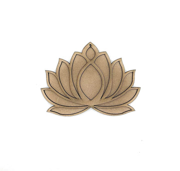 Haoser Wooden Lotus Cutout for Festival Decorations | Floor Decoration Reusable Rangoli for Puja Function (Pack of 5 Length: 4 in Width: 3 in) - Haoser