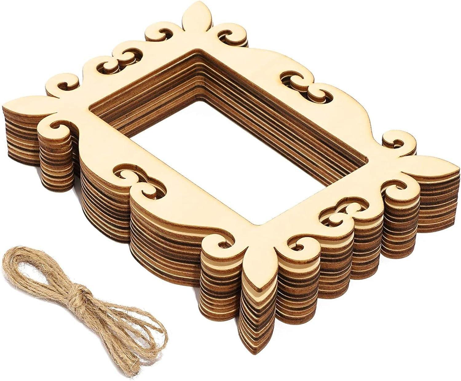 Haoser Unfinished Mini Wood Frame Cutout (5 x 7 in, 6 Pack) - Haoser