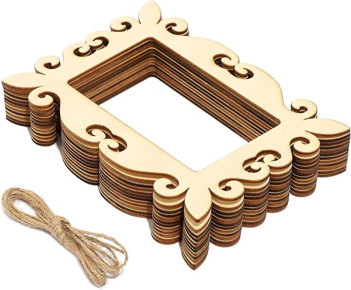 Haoser Unfinished Mini Wood Frame Cutout (5 x 7 in, 6 Pack) - Haoser