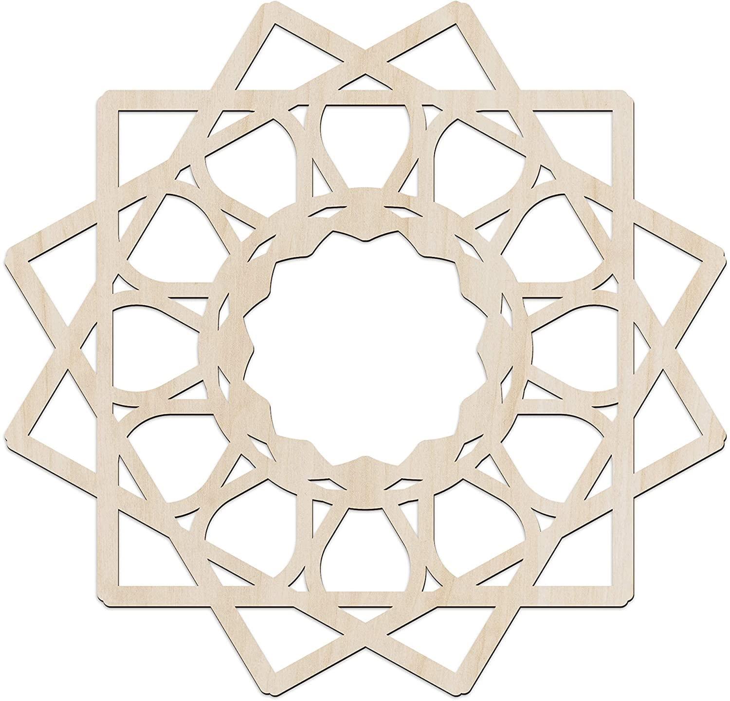 Haoser Mandala Wooden Wall Art, Whirl Look Lattice Abstarct Geometric, Birch Wood Plywood Rustic Wall Art Accent for Hallway Bedroom Living Room Cafes and Offices (Mandala Design-18_30CM) - Haoser