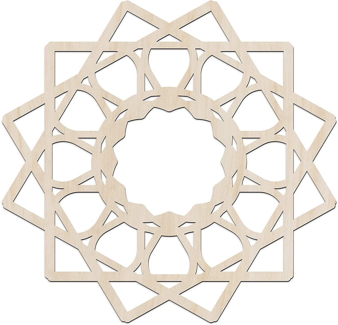 Haoser Mandala Wooden Wall Art, Whirl Look Lattice Abstarct Geometric, Birch Wood Plywood Rustic Wall Art Accent for Hallway Bedroom Living Room Cafes and Offices (Mandala Design-18_30CM) - Haoser