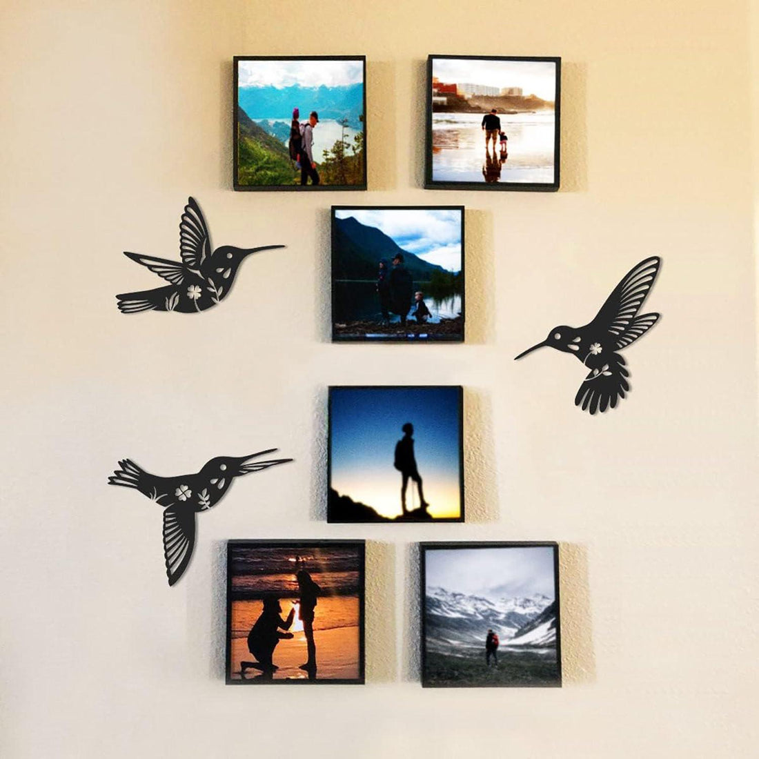 Curious Button Beautiful Black Birds Wall Art Decor for Home Decor, Wooden Birds Wall Sculpture for Home, Kitchen Wall Decoration Home, Living Room, Office, Bedroom (25cm, Set of 3) - Haoser