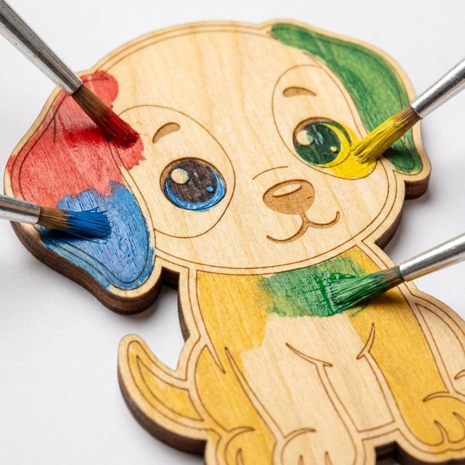 Set of 12 Wooden Puppy Craft Blanks | 4 Inch MDF Dog Cutouts