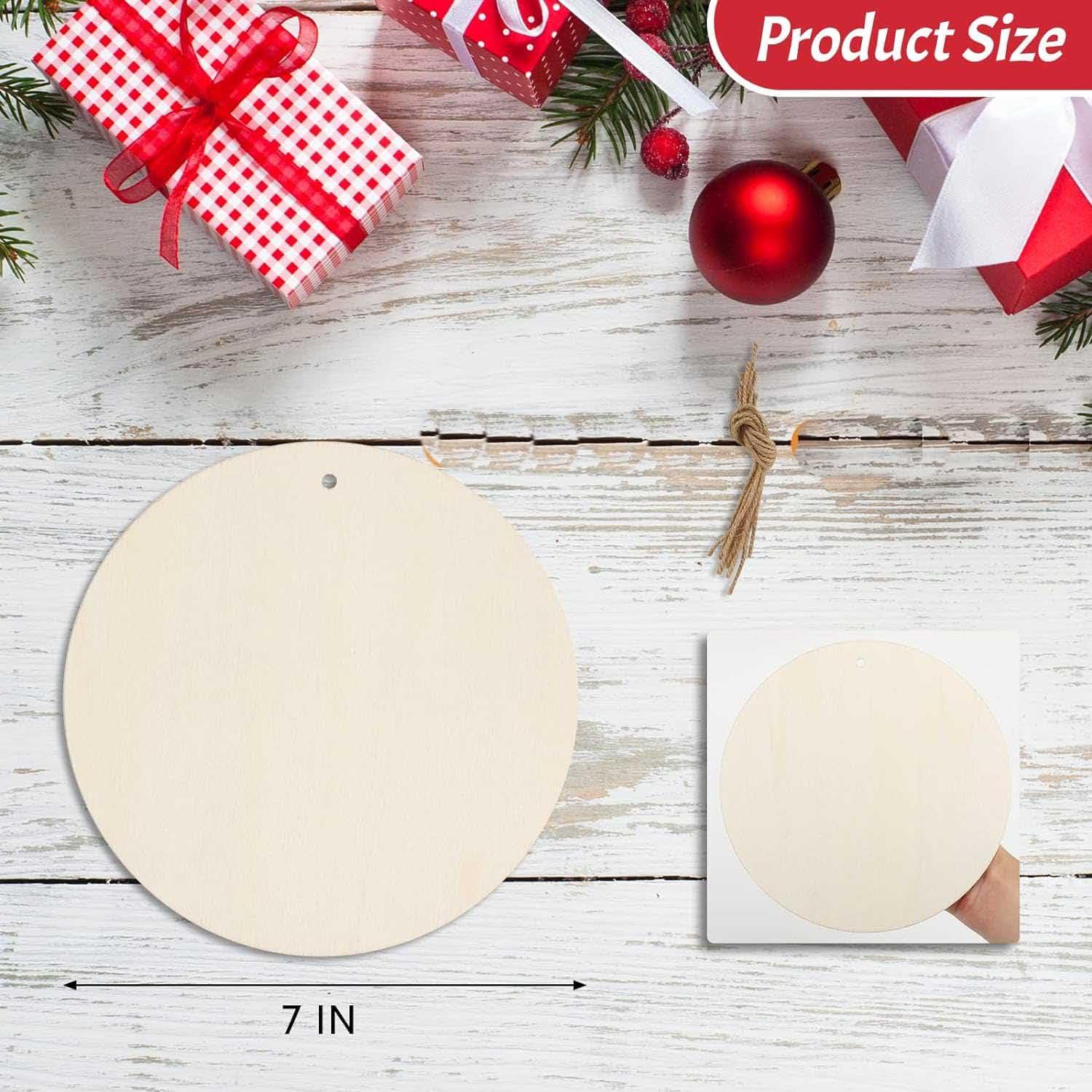 Curious Button 5 Pieces Unfinished Wooden Round Style Hanging Ornament for DIY Home Decoration, MDF Cutouts, Perfect Wooden Cutouts for Home Decor, Charming Wooden Hanging Ornaments (7x7IN) - Haoser