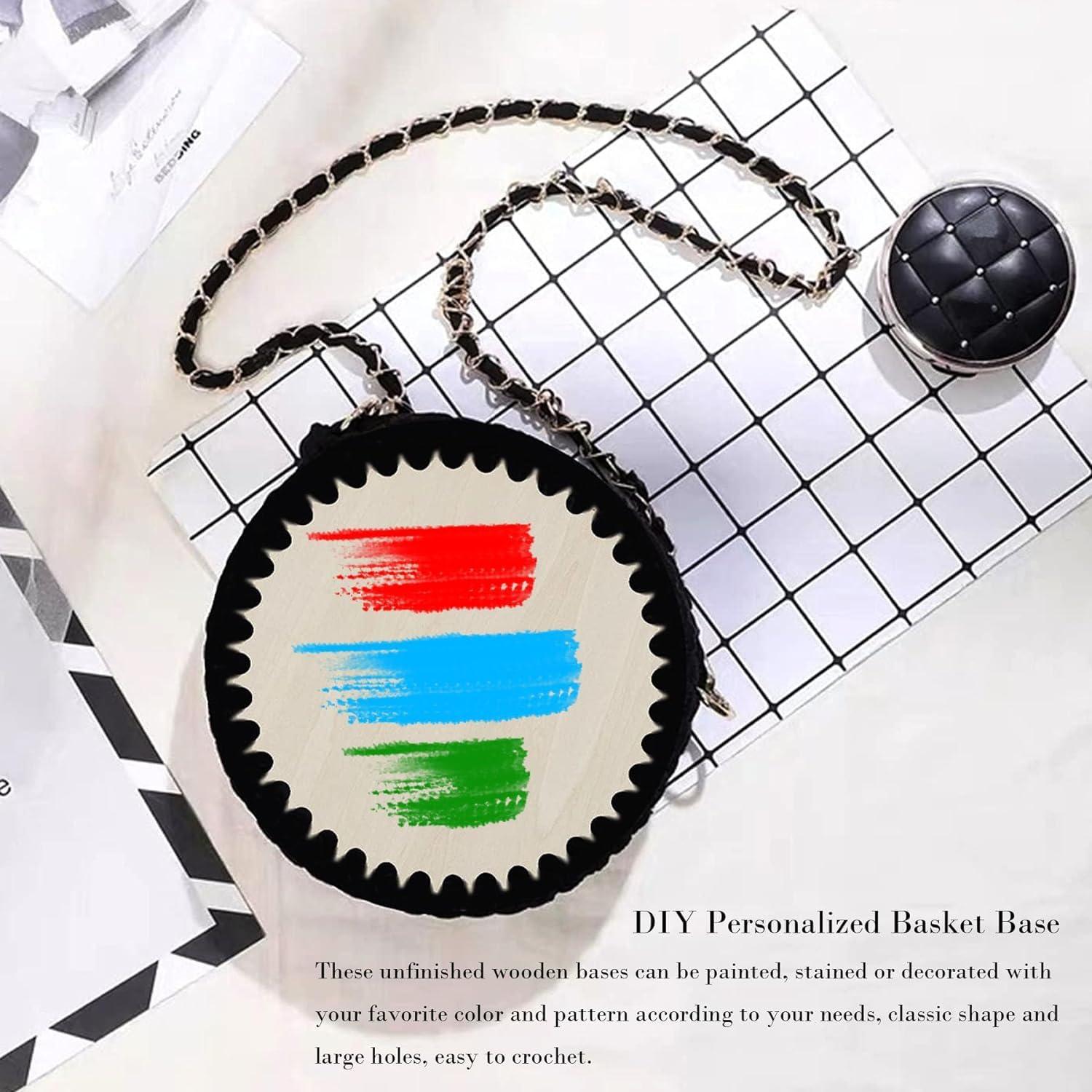 Haoser 5 PCS Wooden Crochet Bag Bottom, Circle Wooden Basket Bottom Wooden Base Shaper Blank Crochet Base for DIY Basket Craft Weaving Making Supplies - Haoser