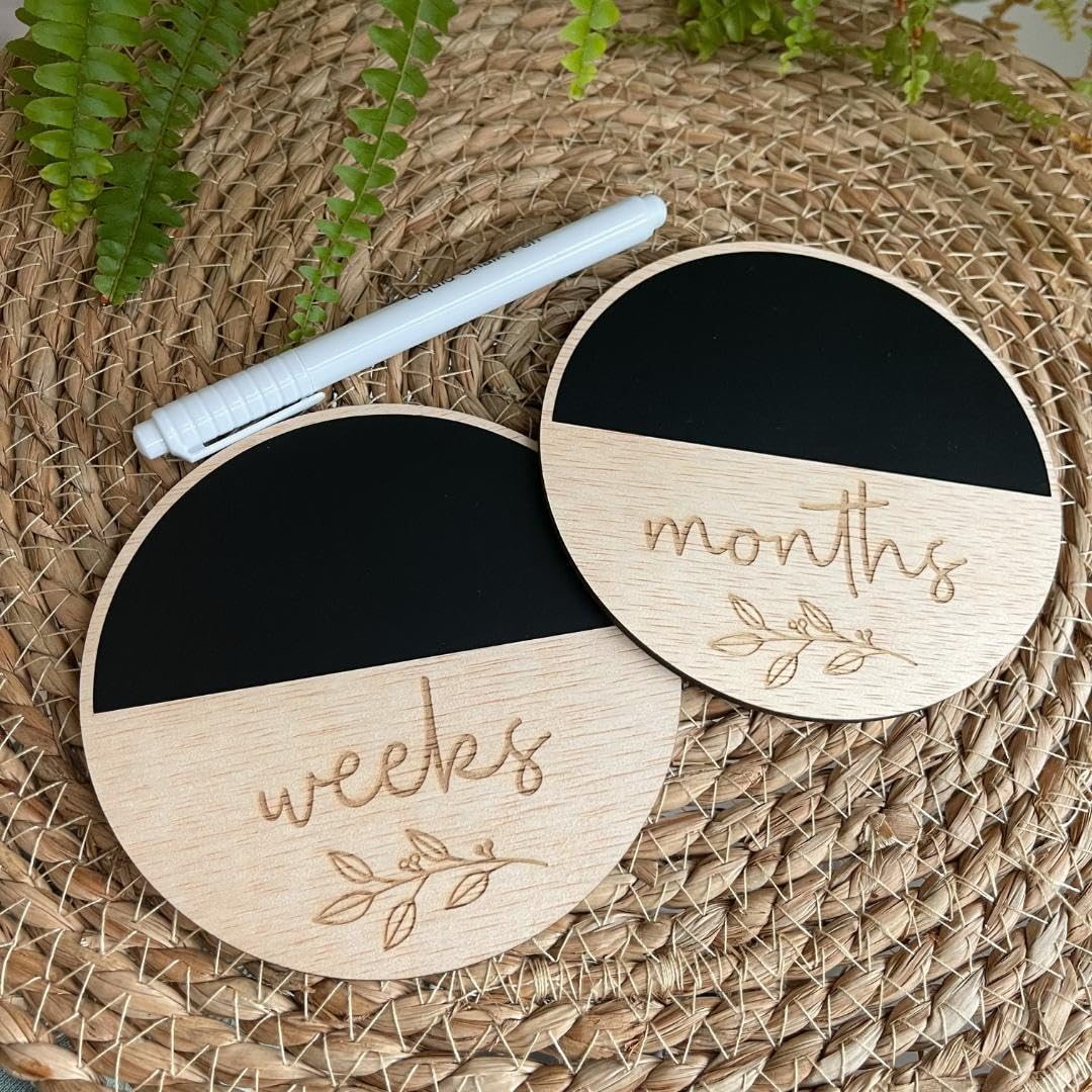 Haoser Baby Name Revealing Board- Hello My Name is...' Plaque with Chalkboard-Wooden Milestone Card