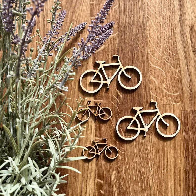 Haoser 10 Pice Wooden Bicycle Ornaments DIY Handmade Bike Cutout , Unfinished Wooden Bicycle Bike Shape - Craft - 5x3inch - Haoser