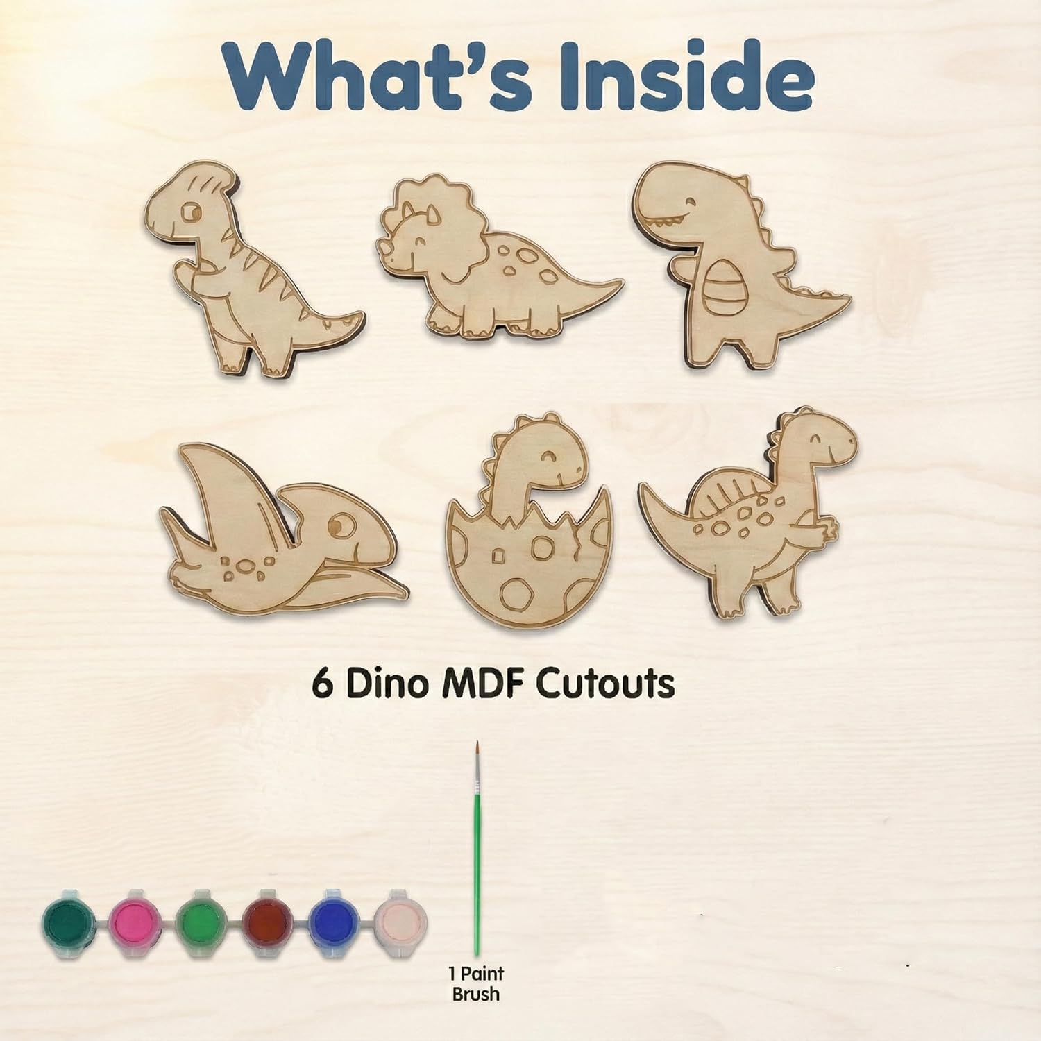 6 Pcs Paint Your Own Dinosaur Fridge Magnets Kit for Kids | Dino Cutouts, | DIY Painting Craft Kit