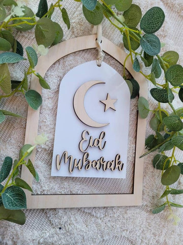 Haoser Eid Mubarak-Ramadan Mubarak Reversable sign-Wooden/Acrylic