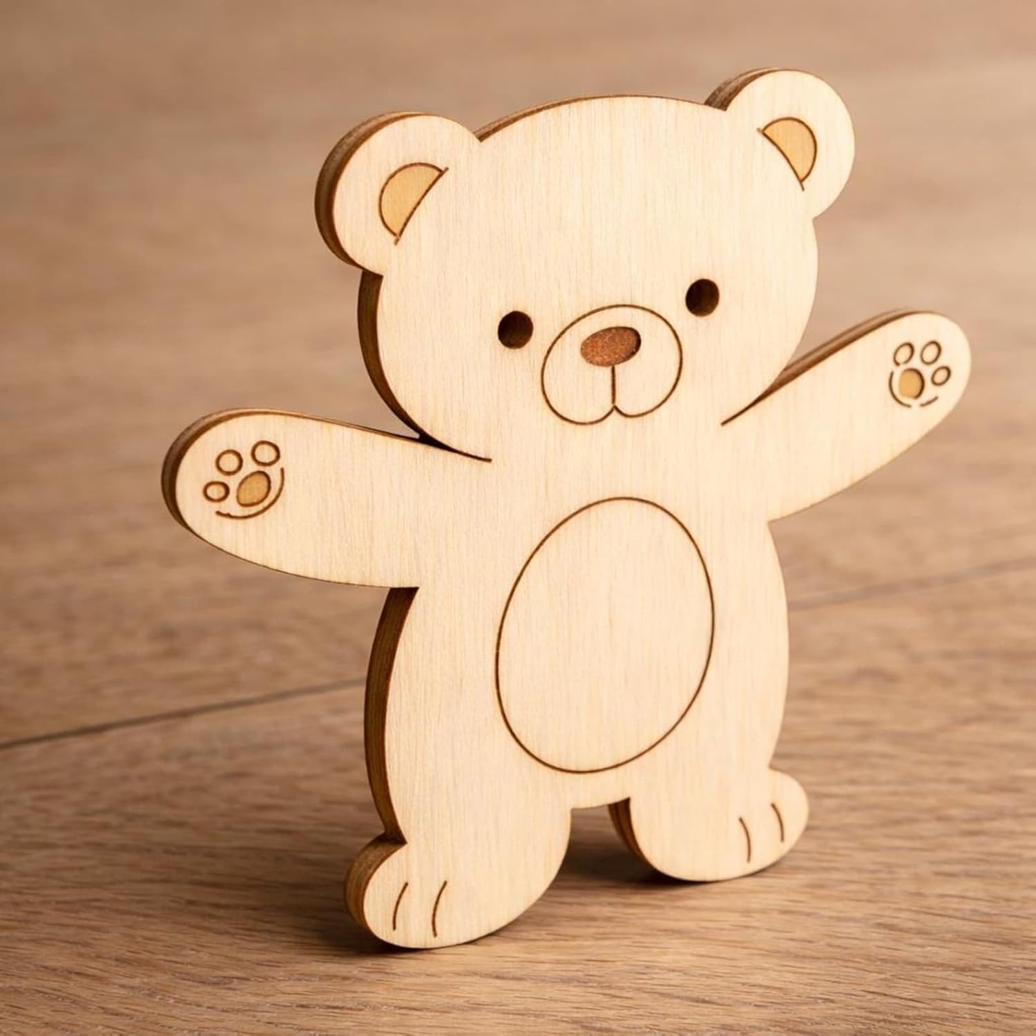0 Pcs Teddy Bear Wooden Craft Blanks | 4 Inch MDF Teddy Bear Cutouts | DIY Baby Shower Crafts