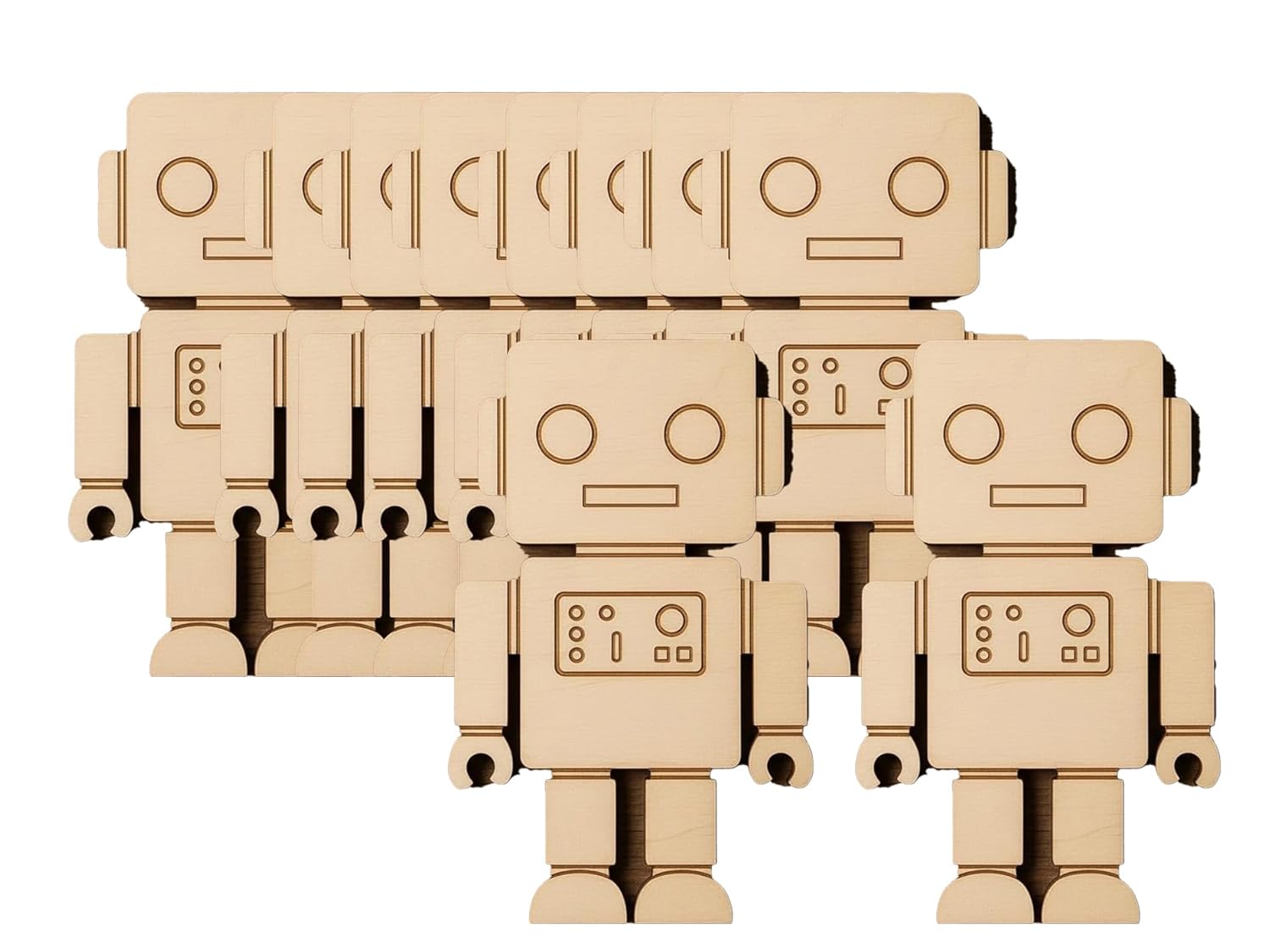 10 Pcs Robot Wooden Craft Blanks | 4 Inch MDF Robot Cutouts | DIY STEM Craft Shapes for Painting