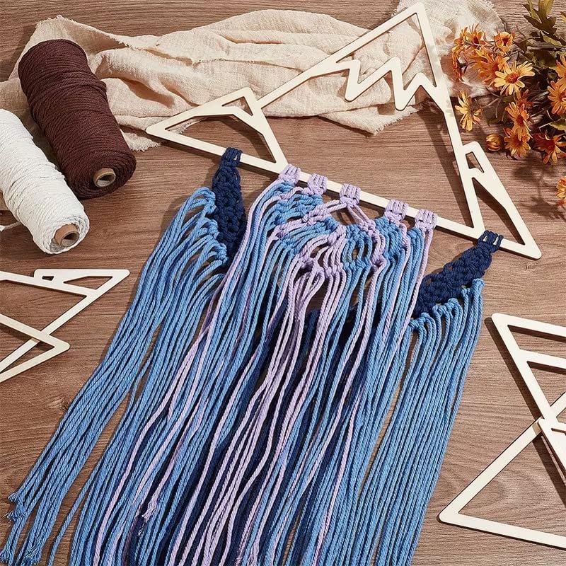 6 pcs Basswood Hex Mountain Frames with Tassels – DIY Macramé Crafting