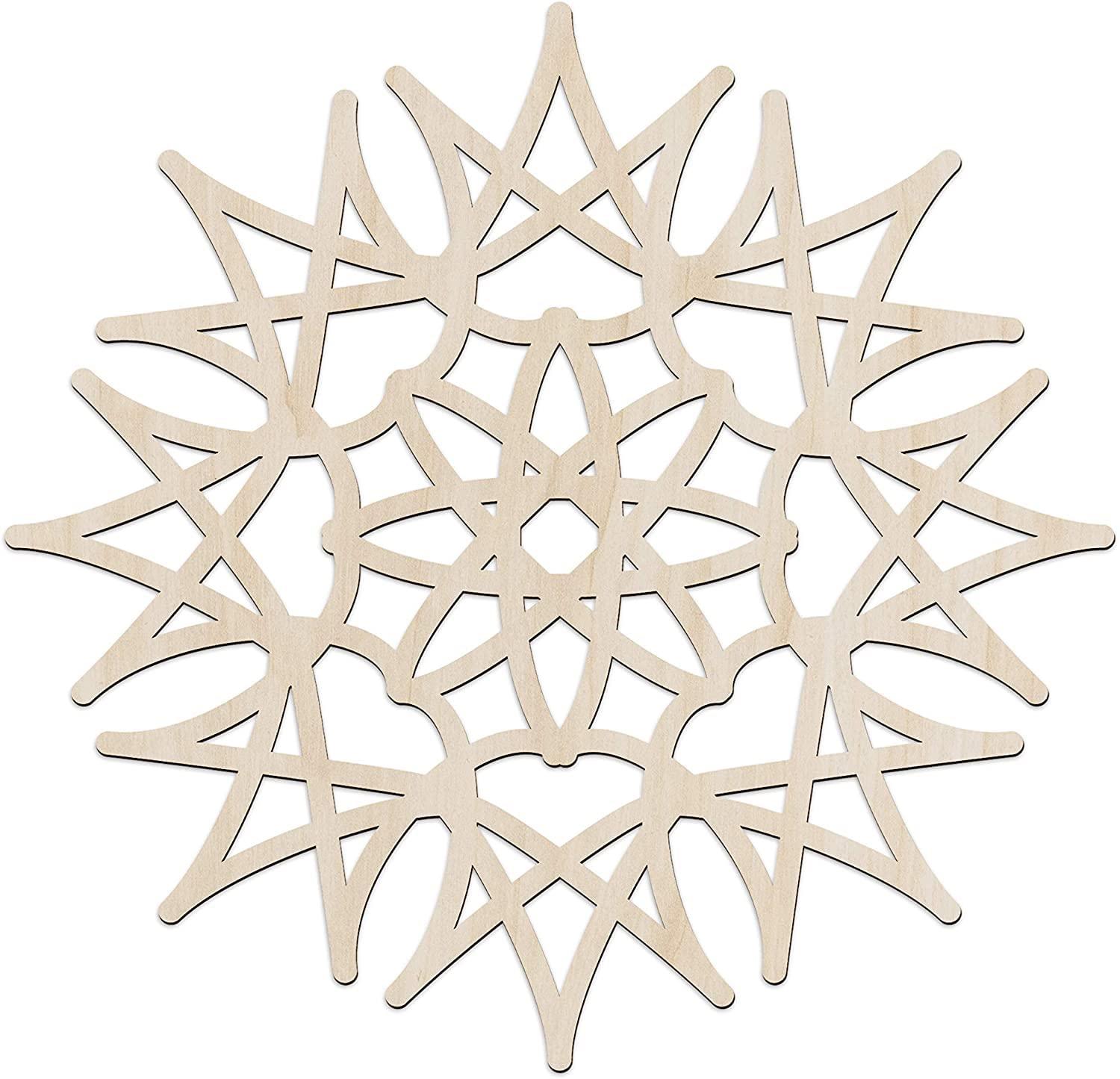 Haoser Mandala Wooden Wall Art, Whirl Look Lattice Abstarct Geometric, Birch Wood Plywood Rustic Wall Art Accent for Hallway Bedroom Living Room Cafes and Offices (Mandala Design-26_30CM) - Haoser