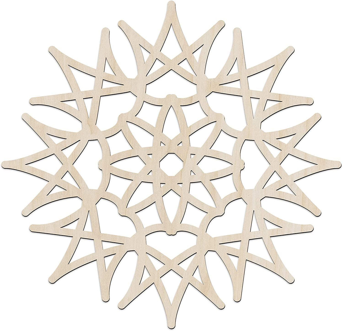 Haoser Mandala Wooden Wall Art, Whirl Look Lattice Abstarct Geometric, Birch Wood Plywood Rustic Wall Art Accent for Hallway Bedroom Living Room Cafes and Offices (Mandala Design-26_30CM) - Haoser