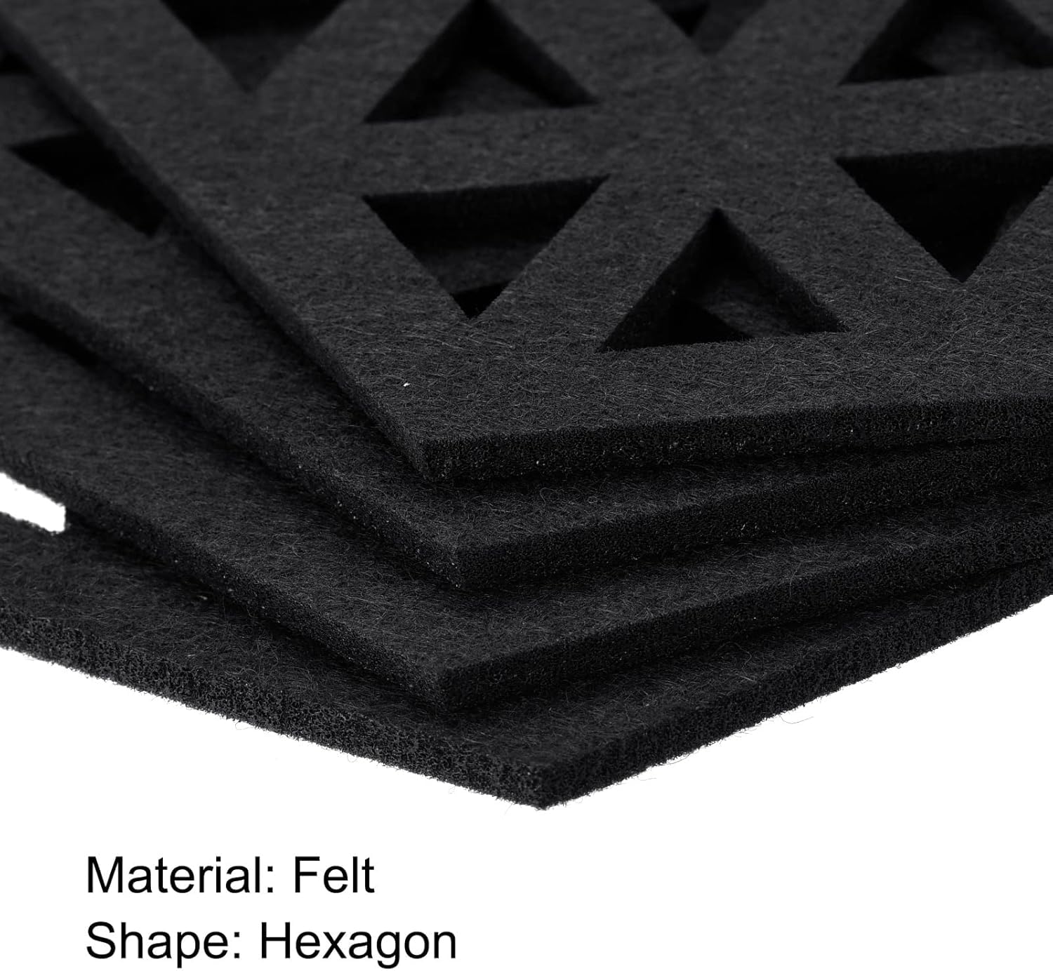 12 Pcs Black Hexagonal Drink Coasters – Vase, Reusable Thick Pads for Dining Table
