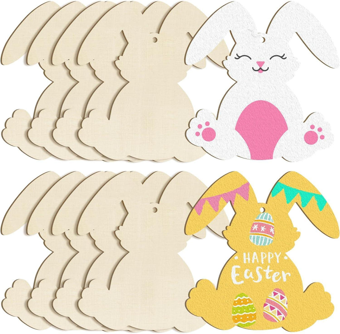 Curious Button 5 Pieces Unfinished Wooden 5Rabbit Style Hanging Ornament for DIY Home Decoration, MDF Cutouts, Perfect Wooden Cutouts for Home Decor, Charming Wooden Hanging Ornaments (7x6.4IN) - Haoser