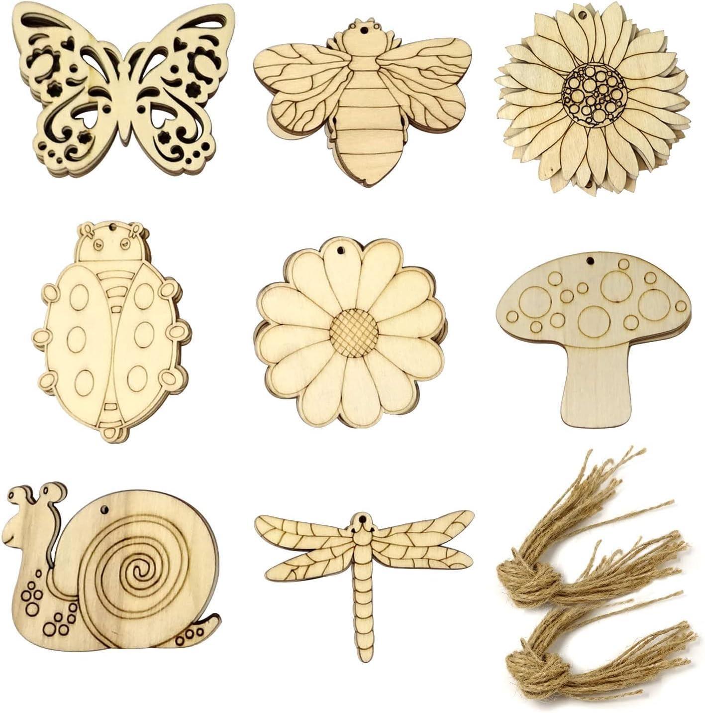 Haoser 10 PCS Unfinished Ice Cream Wood Cutouts 10 Styles Summer DIY Blank Unfinished Wooden Cutouts for Crafts Ice Cream Ornament for Kids Painting, DIY Crafts Home Decoration,Kids Art and Craft kit - Haoser
