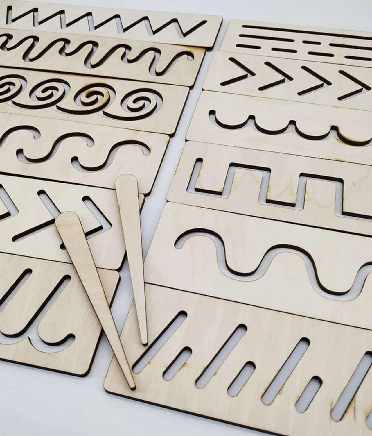 Haoser Educational Wood Handwriting Stencil Set Montessori Stencils Set,Wooden Educational Toys for Kids 3 Years or 2 or 4 Years Old - Haoser