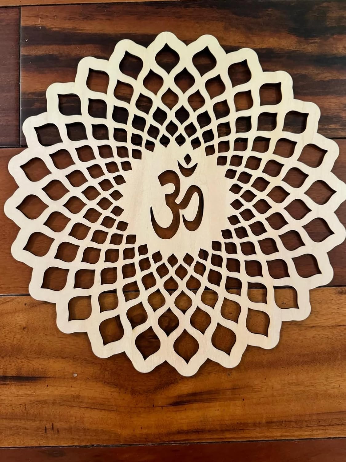 Wooden MDF Decorative Wooden Stencil Wall Art for Diwali Rangoli | Om Ganesh Swastik Design | 11 Inch Mandala for Festive Decor, Puja Room & Craft