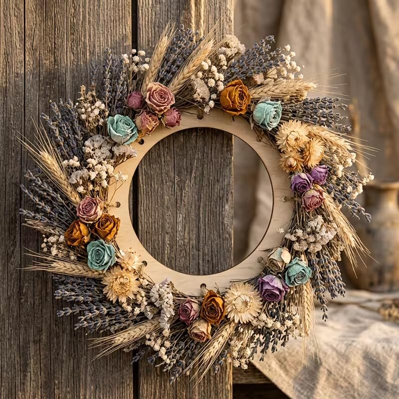 6 Pcs Round Unfinished Pine MDF Wooden Wreath Frame Slices for DIY Craft Painting, Hanging Wedding & Christmas Decorations, Wooden Art Doodle Craft Rings, Home Festival Decor, 5.9 Inch