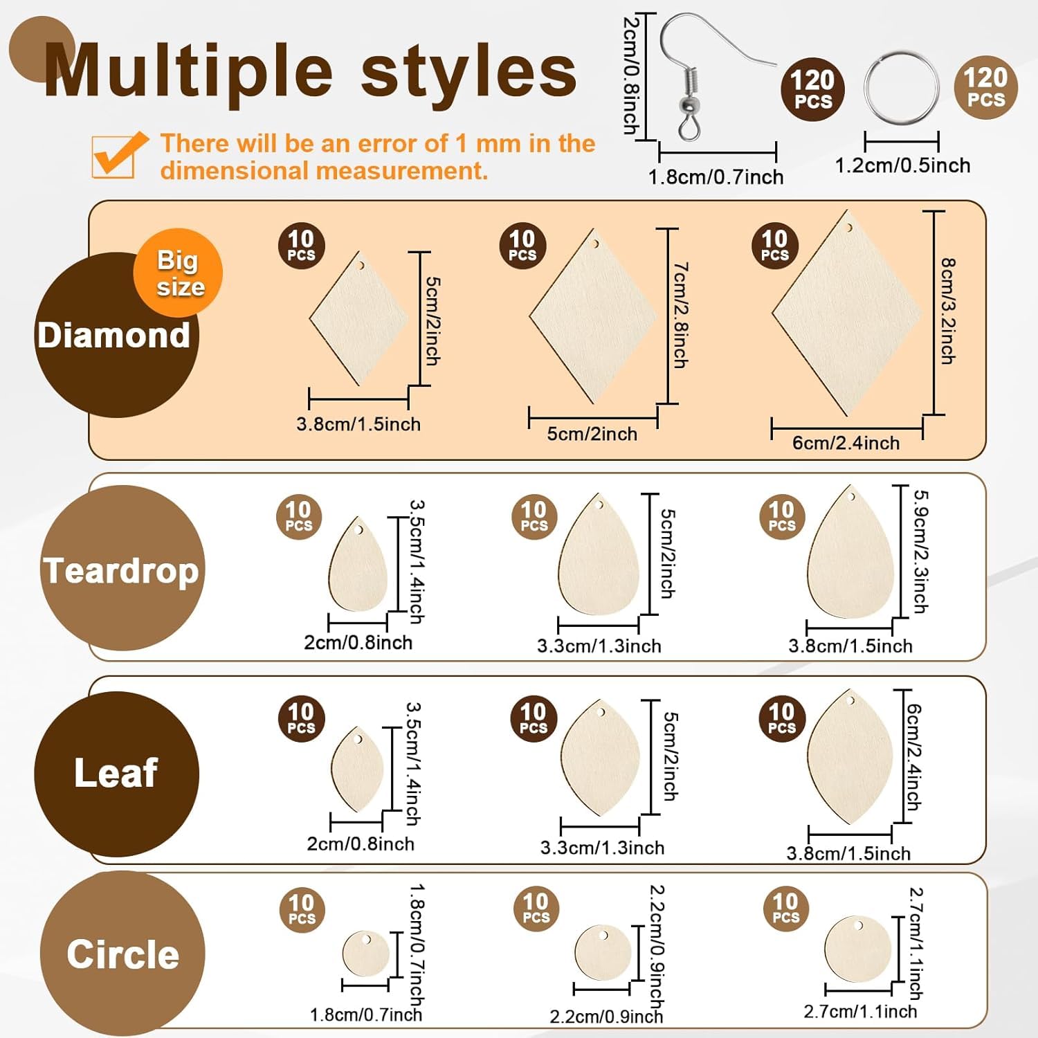 100 Pcs Unfinished Wooden Earrings Blanks – DIY Wood Earring