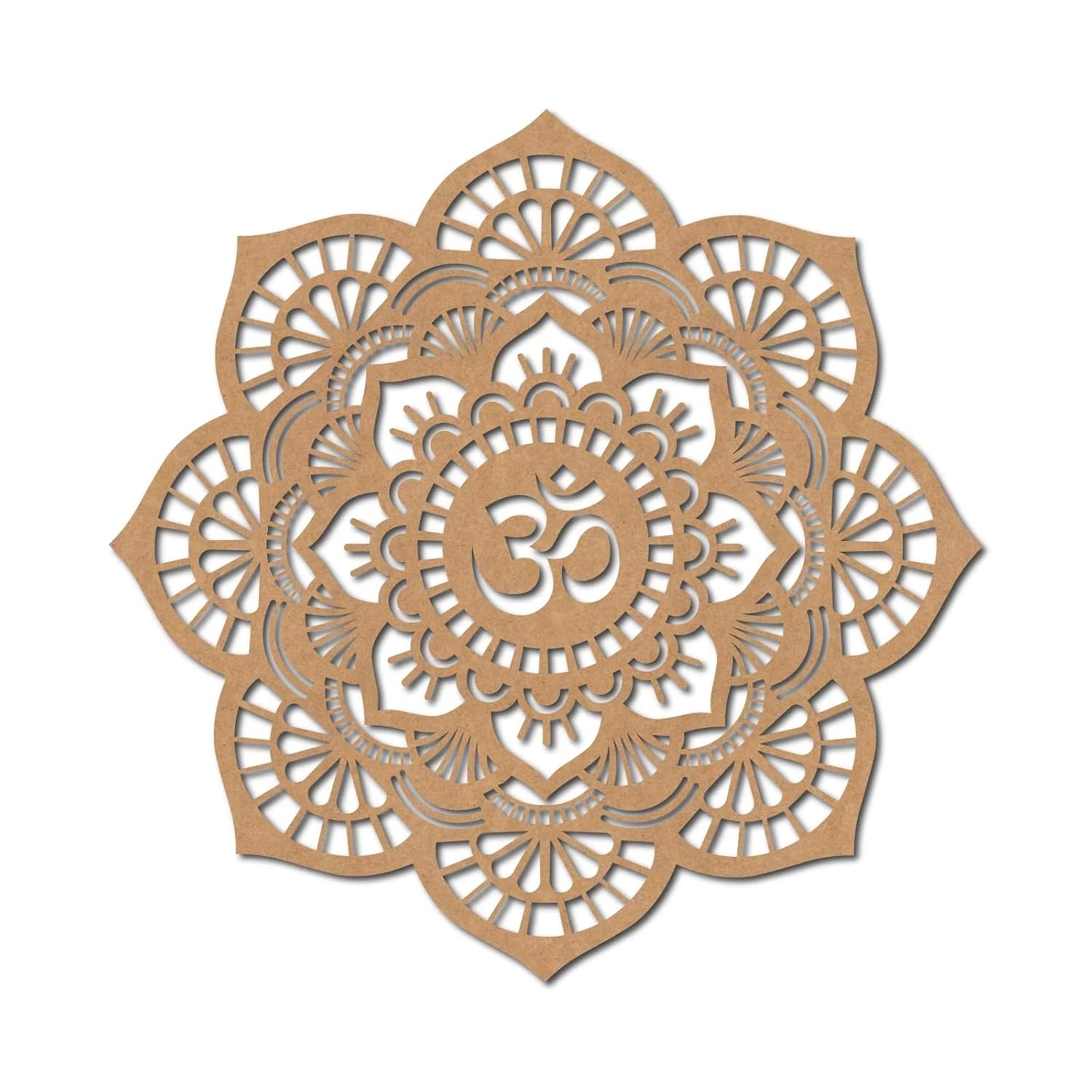 Wooden Om Mandala MDF Base | 10 Inch Round Pre-Cut Mandala Cutout for DIY Painting, Resin Art & Wall Decor
