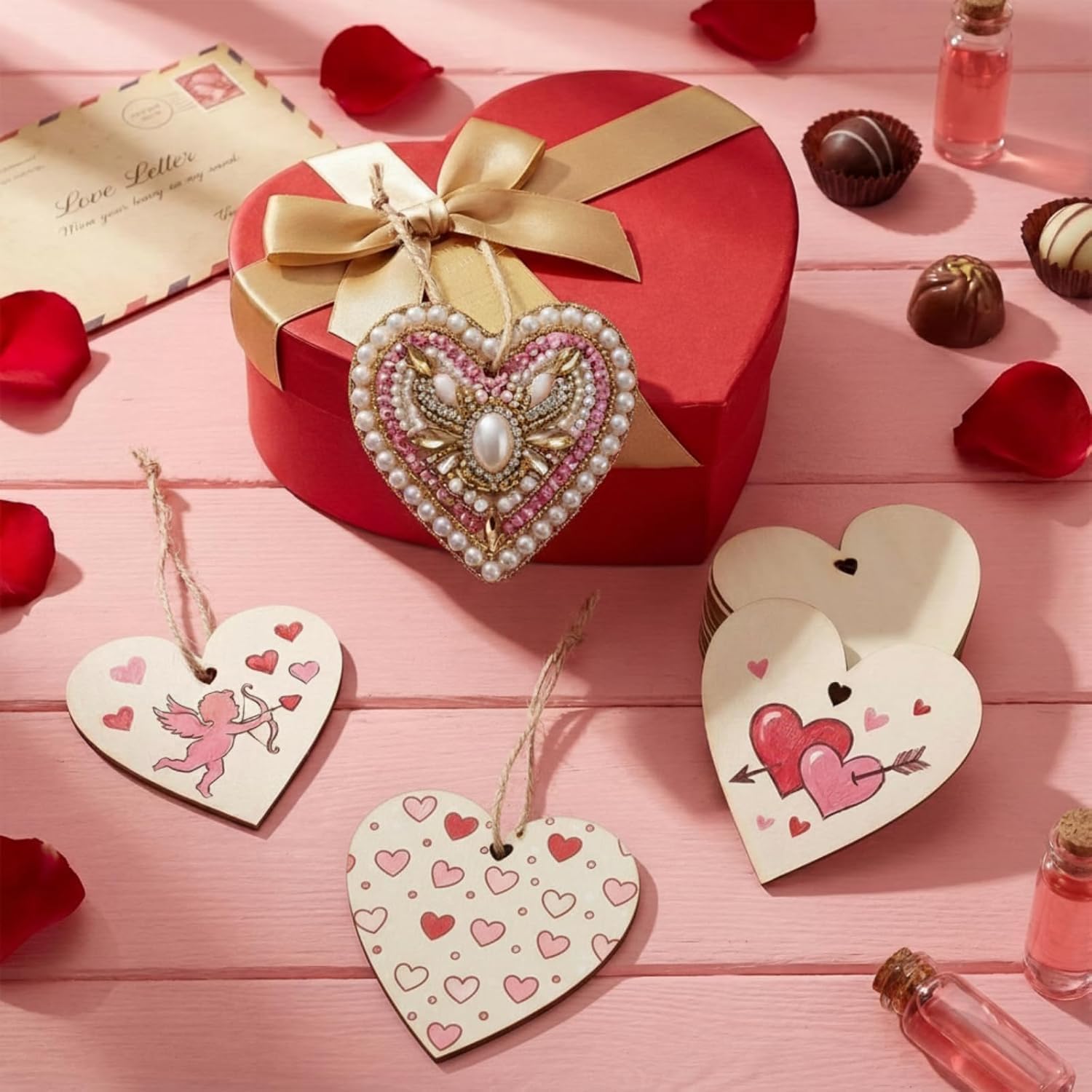 12 Pcs Wooden Holiday Cutouts Set for DIY Painting – Shamrock, Bunny & Heart Ornaments