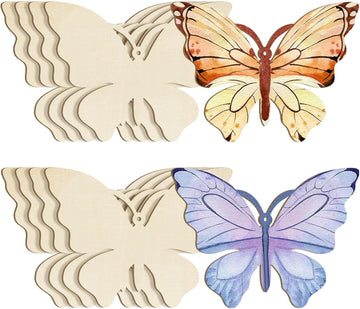 Curious Button 5 Pieces Unfinished Wooden 2Butterfly Style Hanging Ornament for DIY Home Decoration, MDF Cutouts, Perfect Wooden Cutouts for Home Decor, Charming Wooden Hanging Ornaments (5.1x7IN) - Haoser