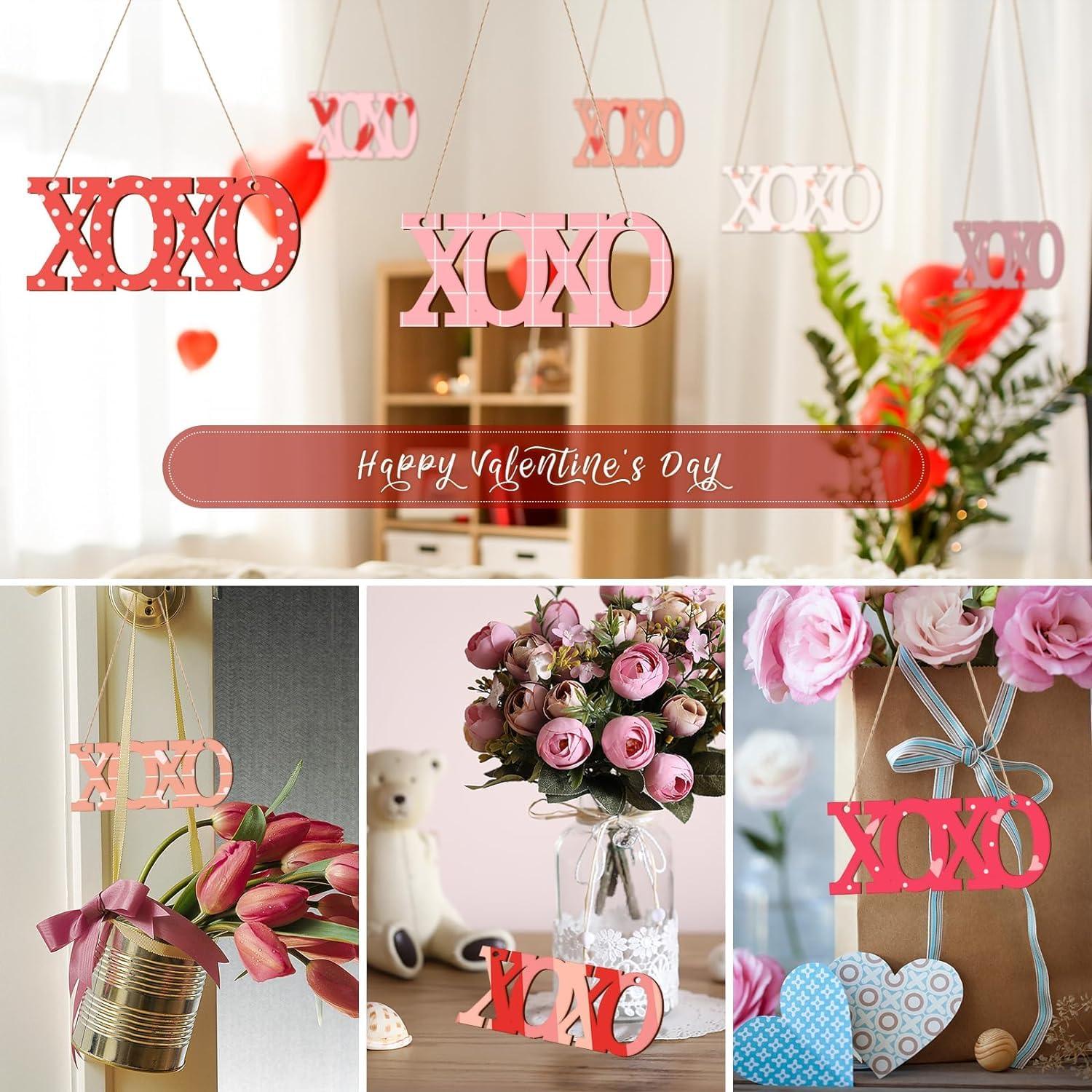 Curious Button 5 Pieces Unfinished Wooden XOXO Style Hanging Ornament for DIY Home Decoration, MDF Cutouts, Perfect Wooden Cutouts for Home Decor, Charming Wooden Hanging Ornaments (2.2x6.9IN) - Haoser