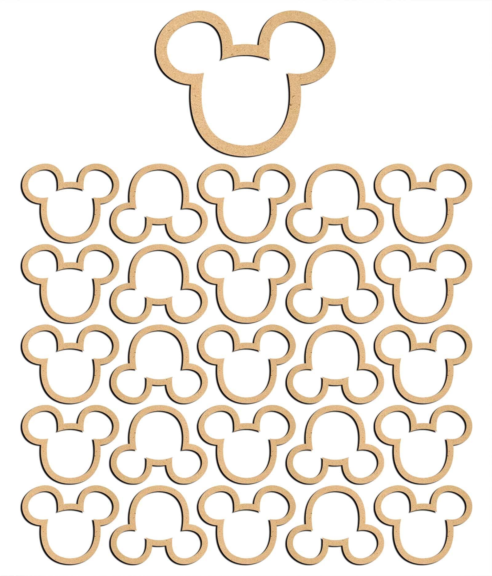 Haoser 3mm Wooden Micky Cutouts for Scrapbooking Arts Crafts DIY Decoration Display Décor - Haoser
