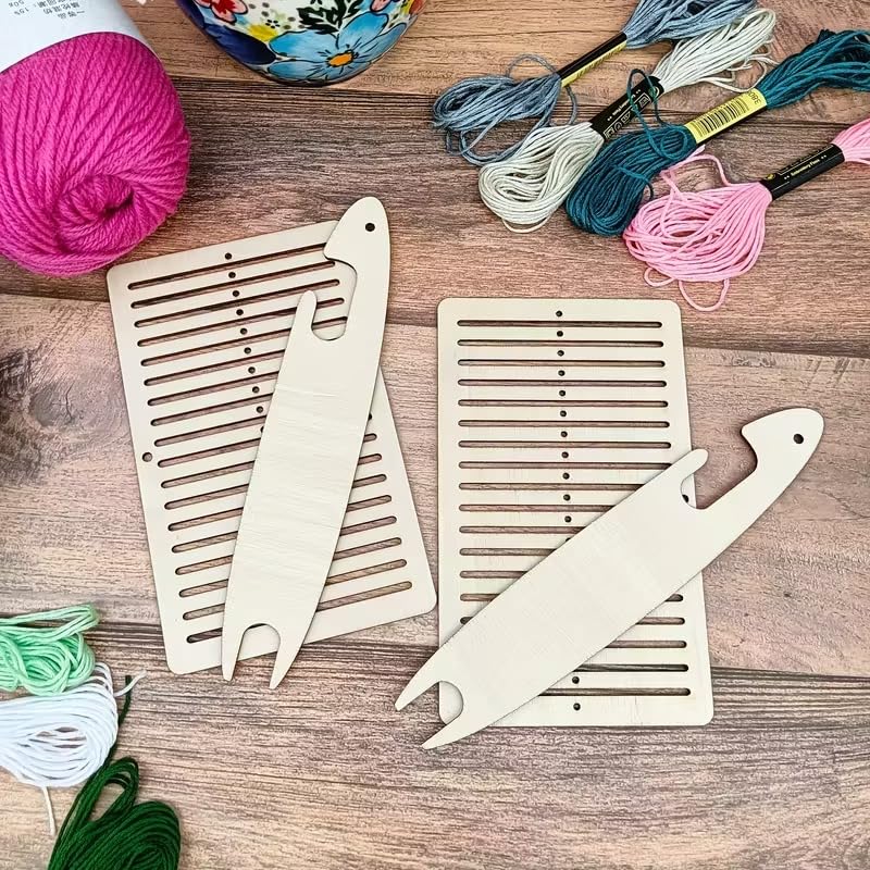 4 Pcs Pine MDF Weaving Loom Kit Wooden DIY Weaving Tool