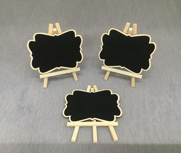 3 Pcs Mini Wooden Chalkboard Signs with Stand | Reusable Wave-Shaped Blackboard Labels for Food Display