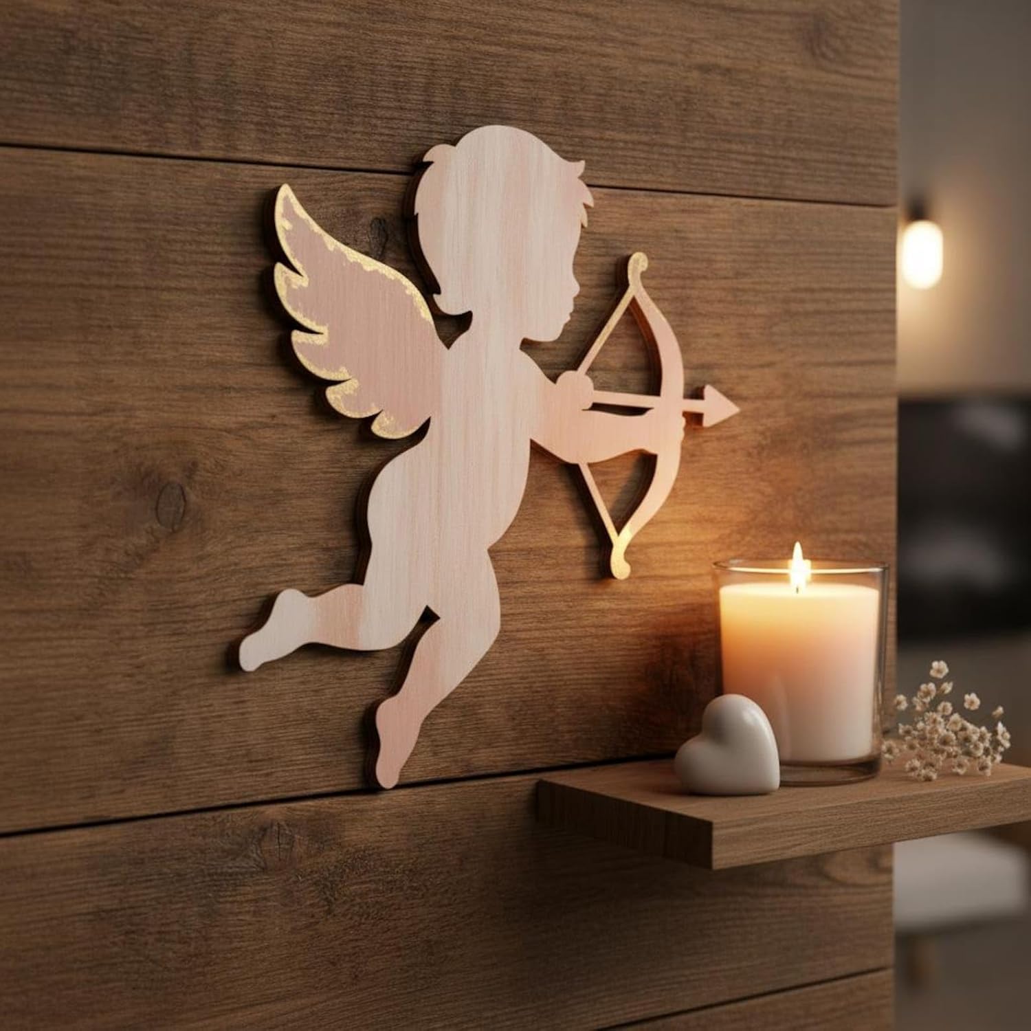 5 Pcs Cupid Angel Wooden Cutouts for DIY Craft | Unfinished Cupid Archer Shape