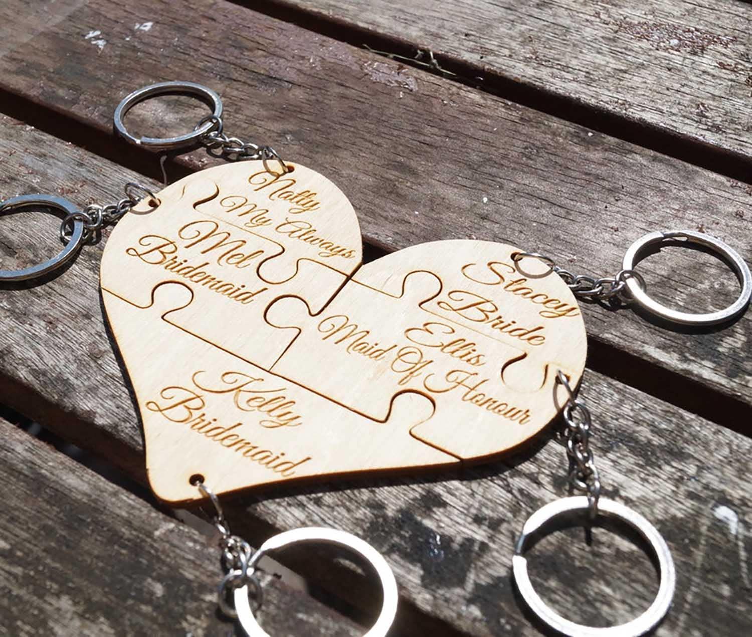 Haoser Customized Wooden Keyring for DIY Projects - Laser Engravable, Printable & Writable, Design Wooden Key Chain for Gifting Friendship Day Heart Shape (Multipack) (H-PM3-KEYRING-3-HEART) - Haoser