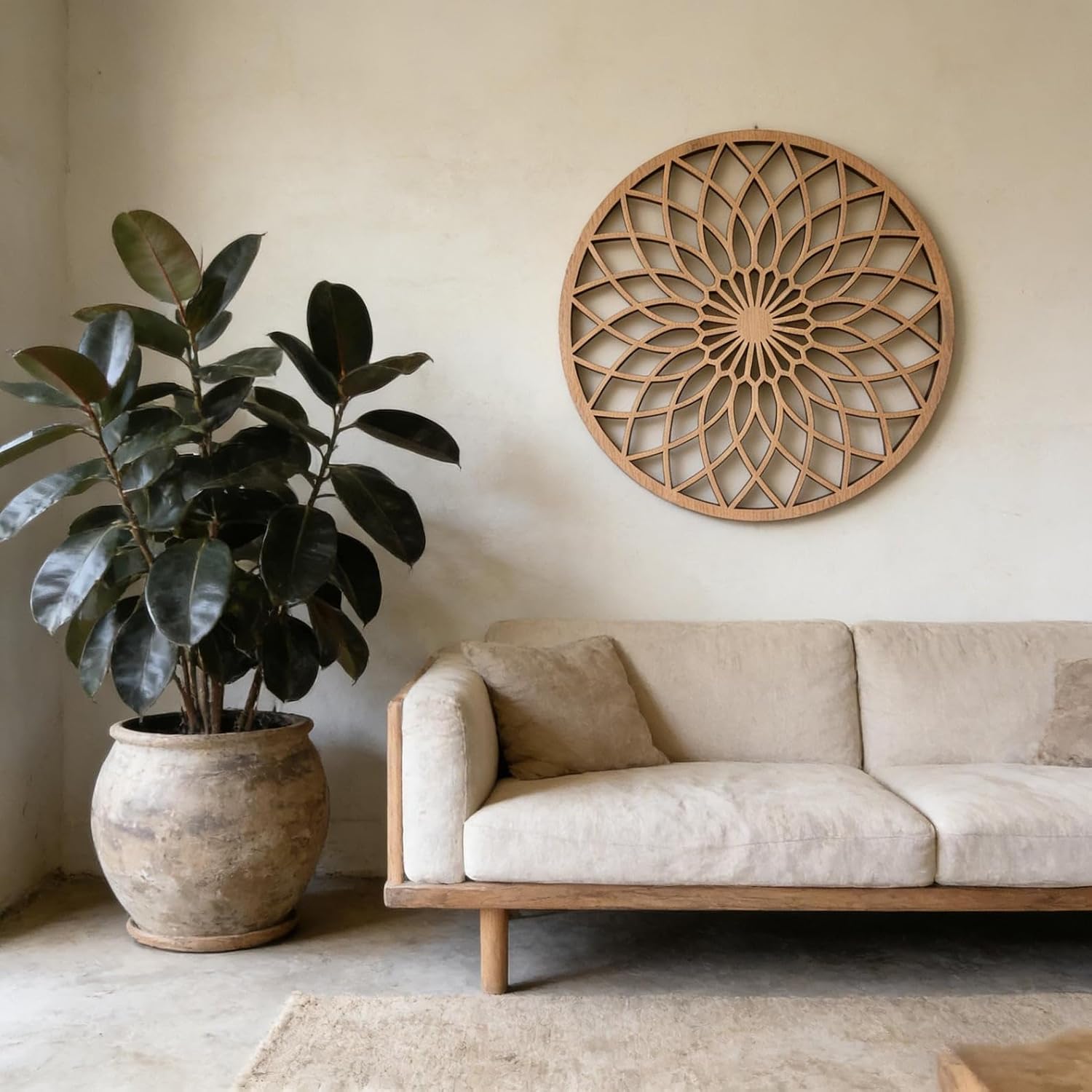 Handmade Geometric Wooden Mandala Wall Hanging | Minimalist Mandala