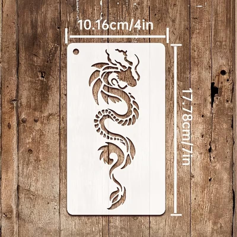 Set of 2 Dragon & Phoenix Painting Stencil | Reusable Craft Stencils | Chinese Dragon Phoenix Template for Wall Art
