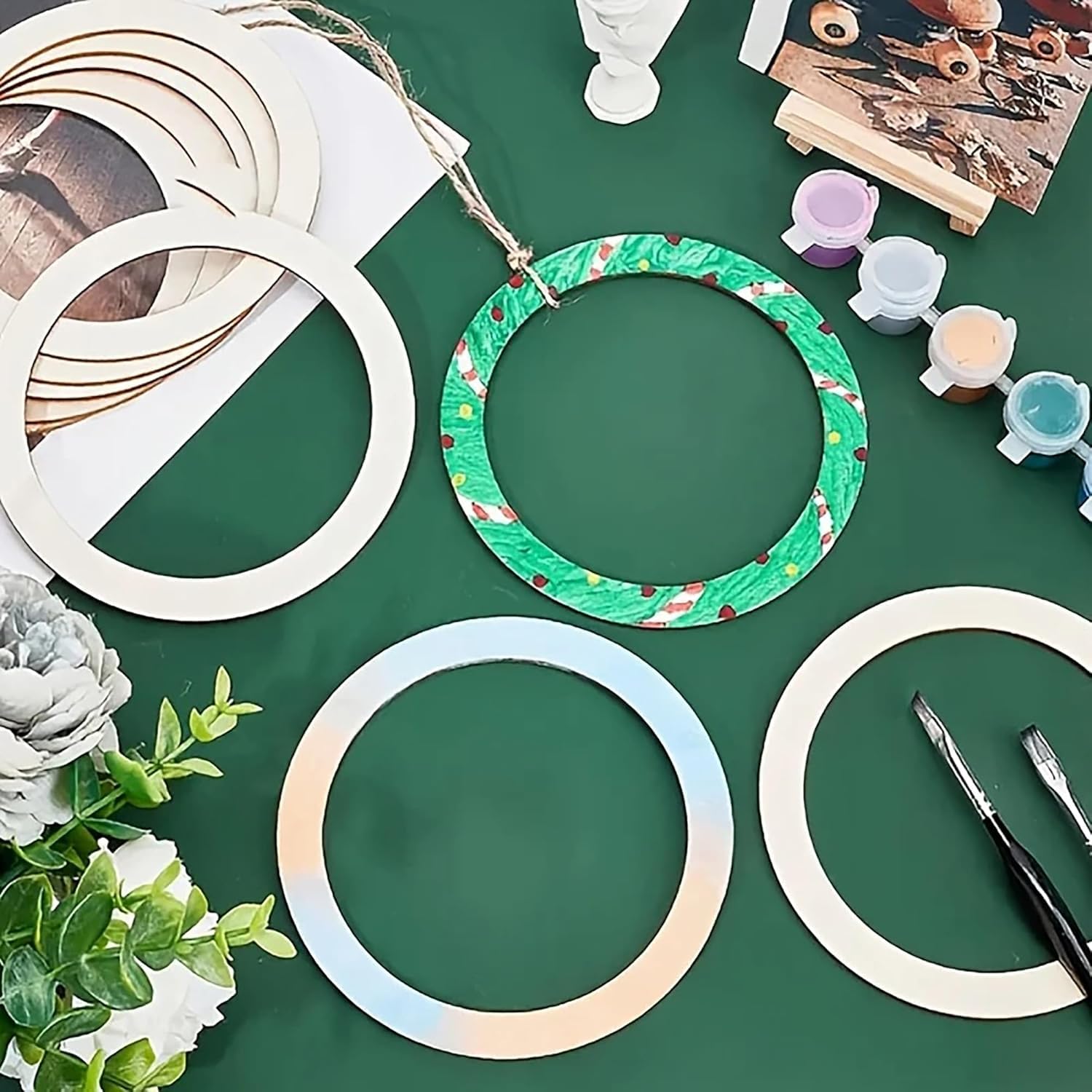 30 Pcs Wooden Ring Cutouts 6 Inch – Round MDF Hoops for DIY Crafts