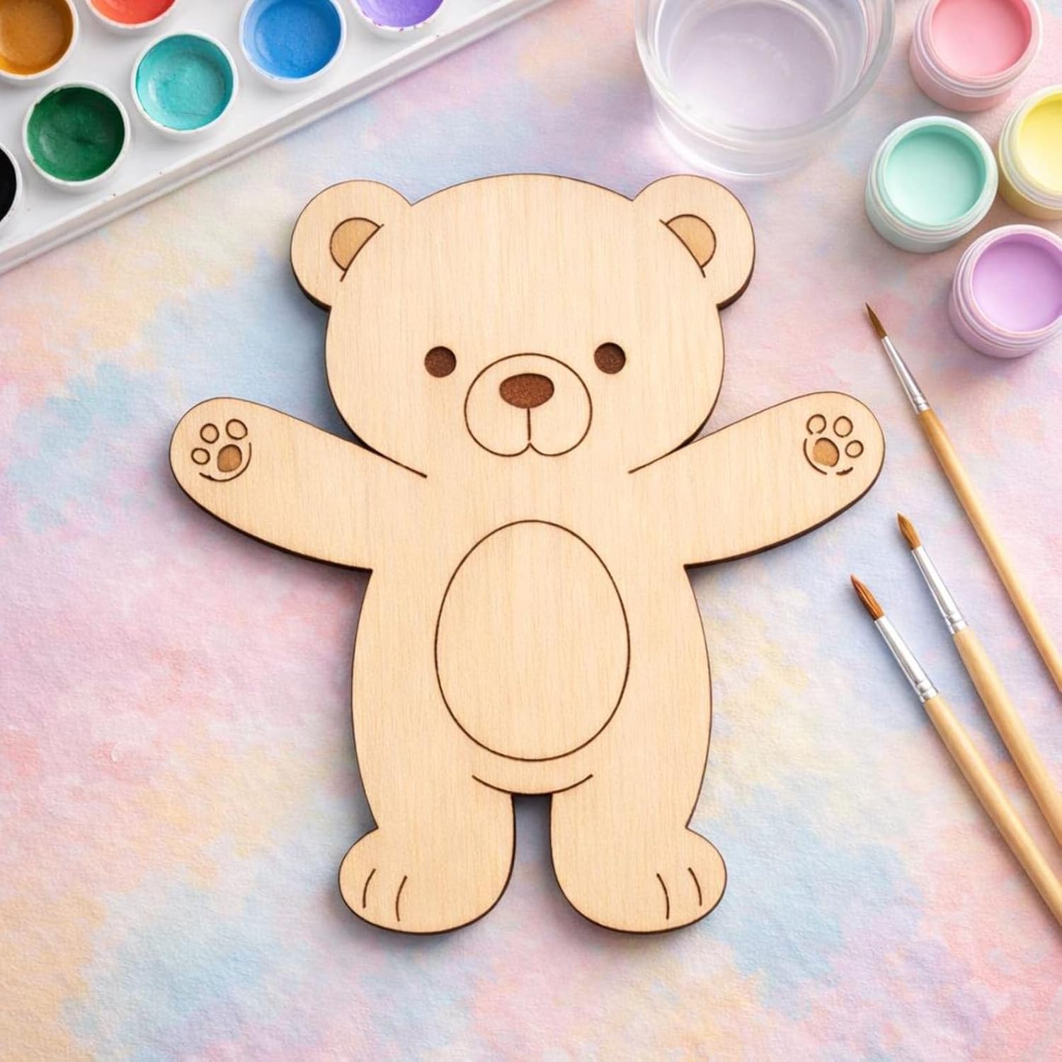 0 Pcs Teddy Bear Wooden Craft Blanks | 4 Inch MDF Teddy Bear Cutouts | DIY Baby Shower Crafts