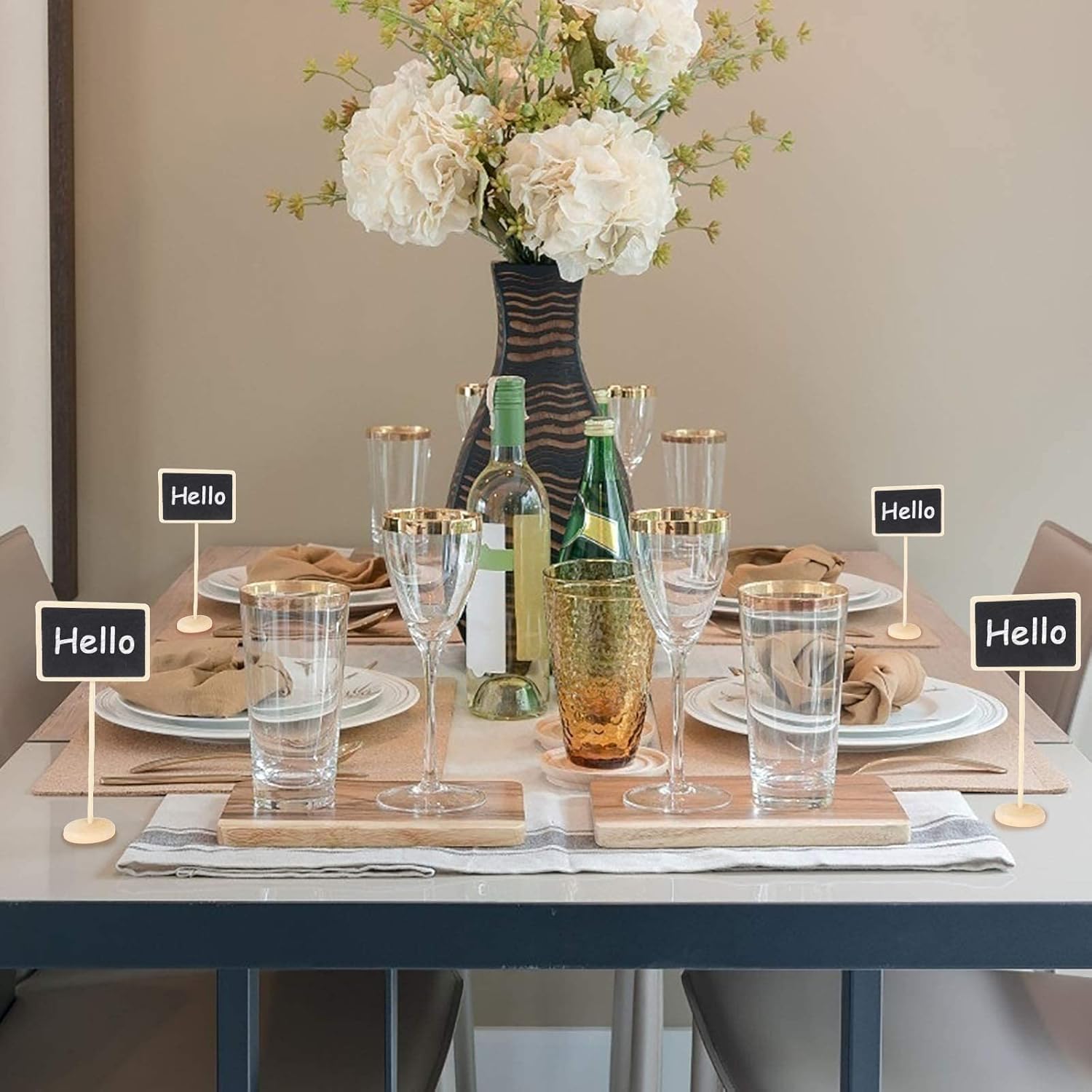 12 Pcs Mini Chalkboard Signs with Stand | Small Wooden Blackboard Labels for Wedding, Birthday Party, Table Numbers & Event Decoration (6.3 Inch Height)