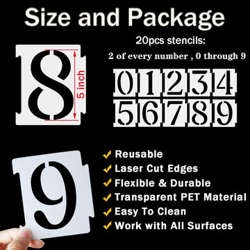 10 Pcs Curb Stencil Kit 0-9 Address Number Stencils – Reusable