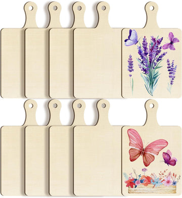 Curious Button 5 Pieces Unfinished Wooden Square Style Hanging Ornament for DIY Home Decoration, MDF Cutouts, Perfect Wooden Cutouts for Home Decor, Charming Wooden Hanging Ornaments (9x5.5IN) - Haoser
