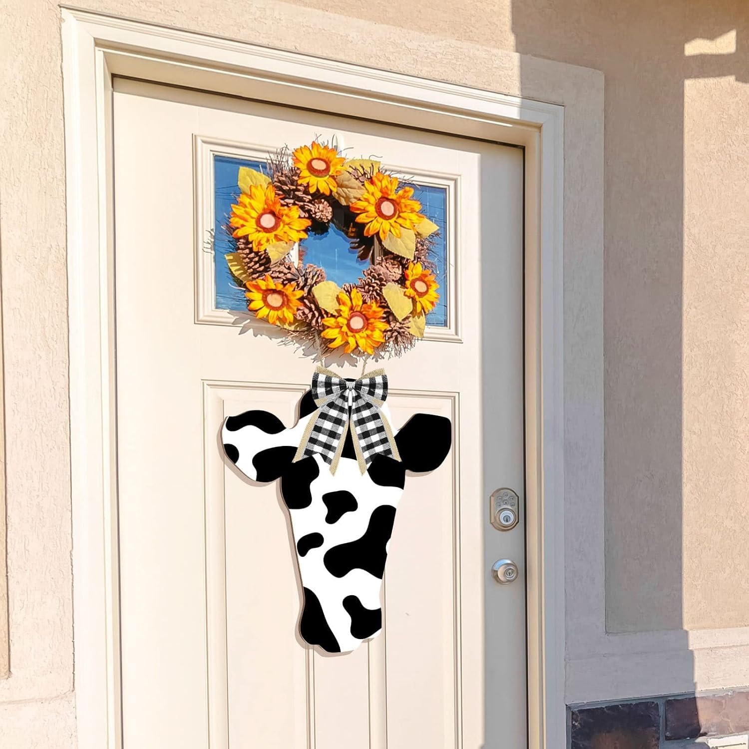 4 Pcs Cow Head Wooden Door Hanger Cutouts | Unfinished Farmhouse