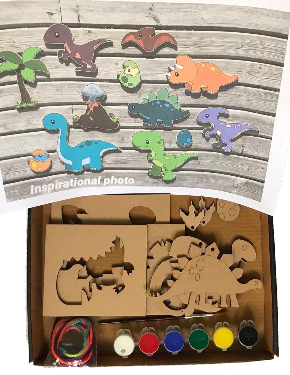 The brown box Dinosaur Painting Kit for Kids,Arts and Crafts for Kids Ages 6-8, 8-12,Gifts for Boys and Girls,Hobby kit,DIY Activity Kit,Art Kit (Dinosaur),Educational Toys for Kids,MDF Cutouts - Haoser