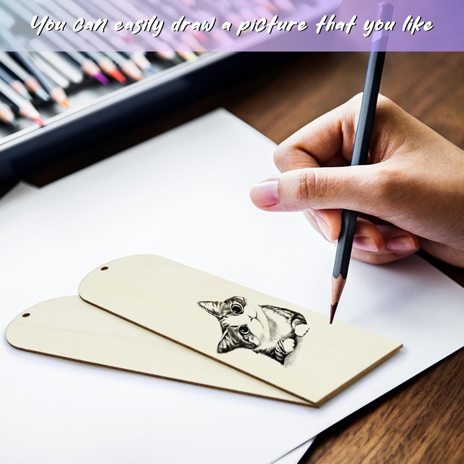 25 PCS Unfinished Wood Bookmarks – Arch MDF Bookmarks Cutuots with Rope | DIY Blank Bookmarks for Painting