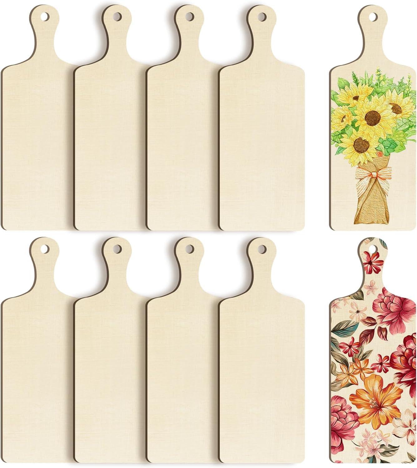 Curious Button 5 Pieces Unfinished Wooden Rectangle Style Hanging Ornament for DIY Home Decoration, MDF Cutouts, Perfect Wooden Cutouts for Home Decor, Charming Wooden Hanging Ornaments (9.3x3.5IN) - Haoser